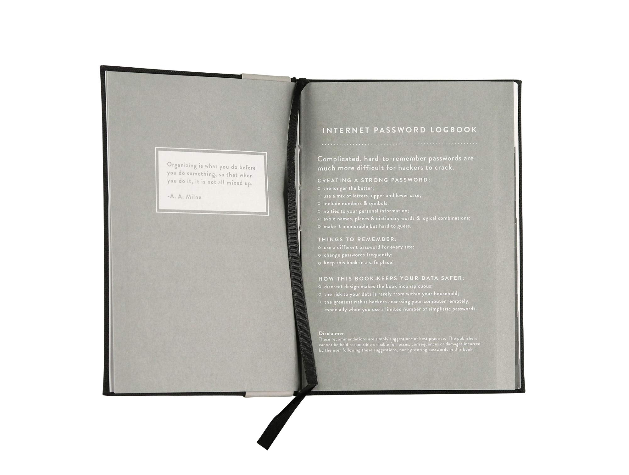 Black 5.75x4 inches Password Book