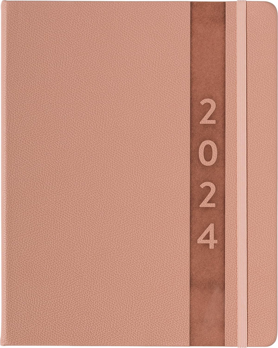 Eccolo 2024 Coral Pink Flowers Large Spiral Planner