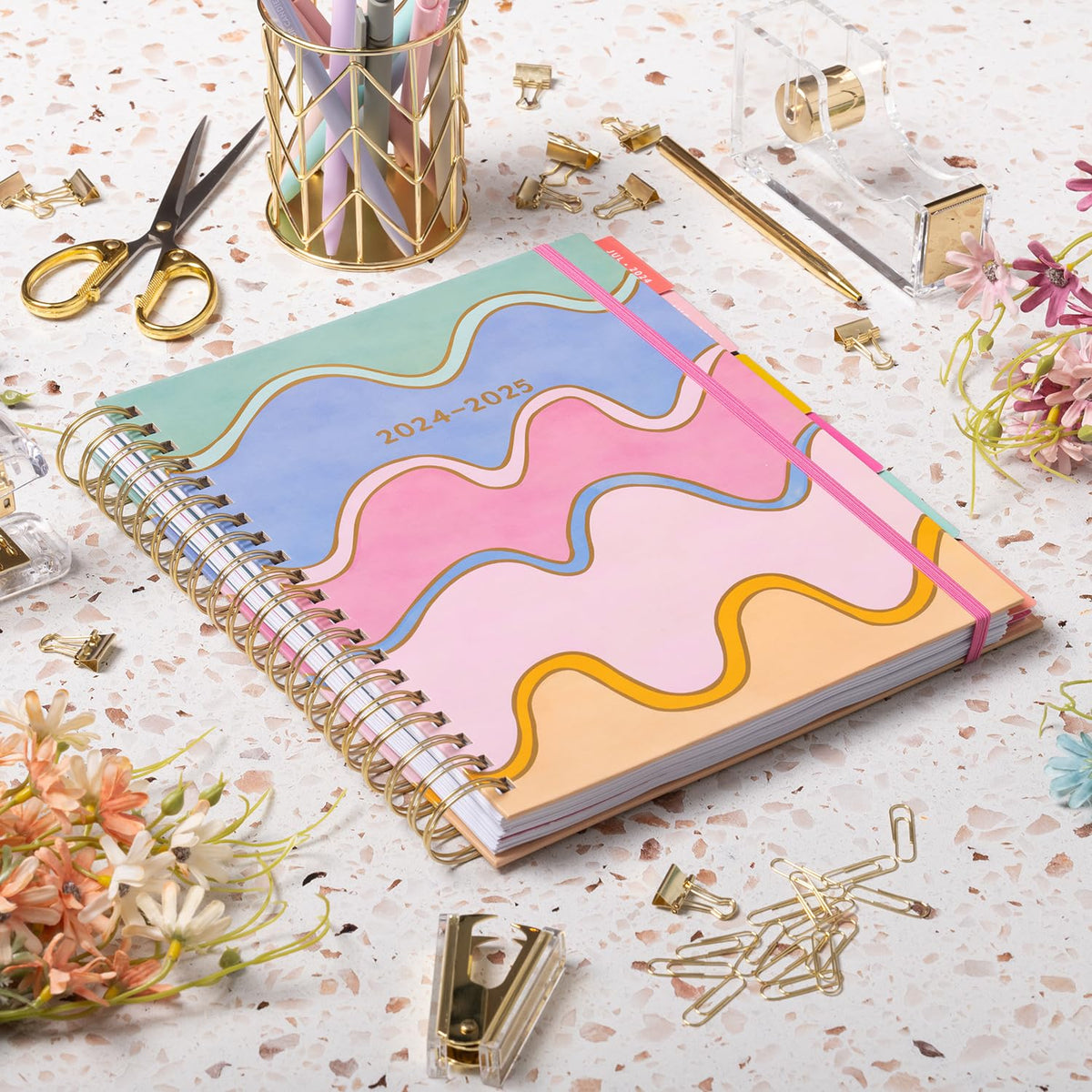 Eccolo 20242025 Colorblock Floral Large Spiral Planner