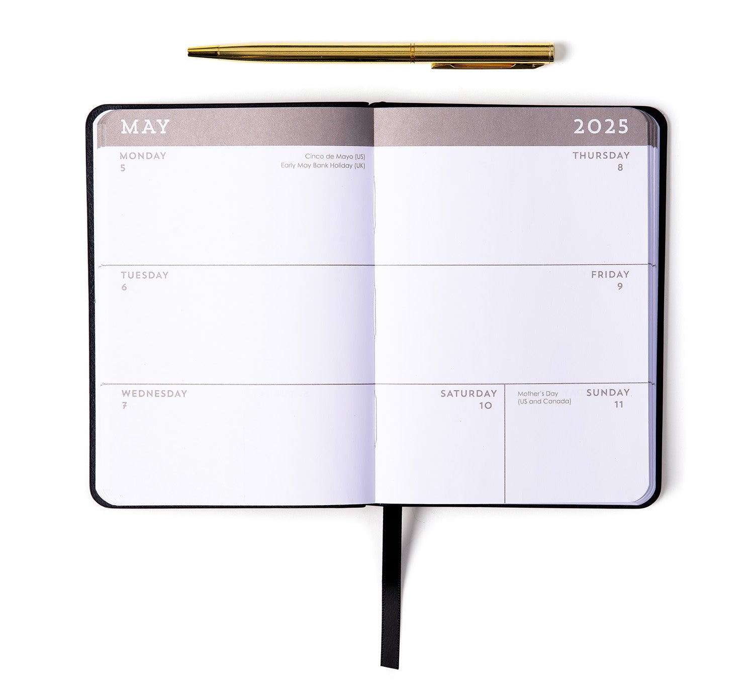 2025 Black Pocket Weekly Planner 4x6